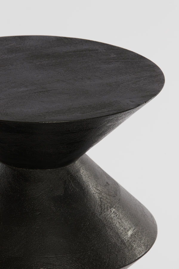 Mango Wood Round Side Table in Matte Black - 45x60 cm