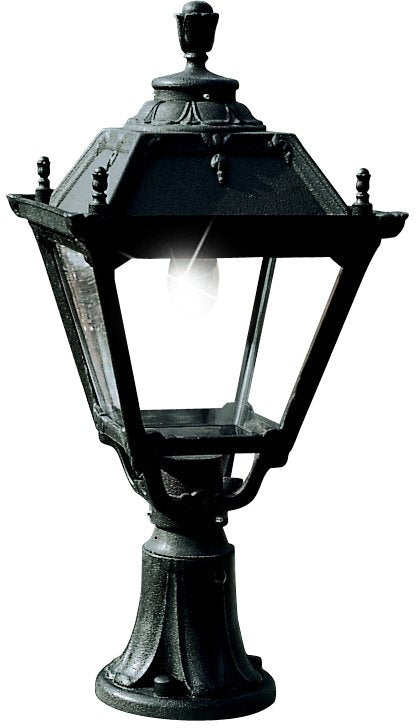Tobia Lot 11W E27 LED CCT, Classic Pedestal Lantern, Black/Clear