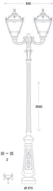 Tobia Nebo Ofir 2L E27 (No Lamp) Assembled, Classic Post Lantern, Black/Clear