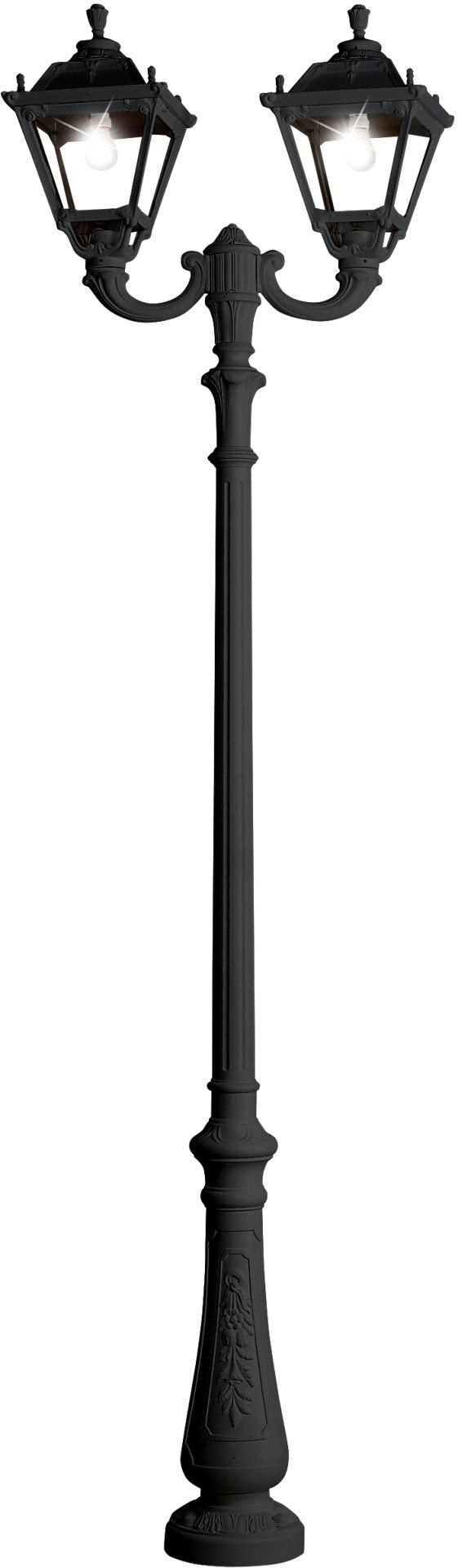 Tobia Nebo Ofir 2L E27 (No Lamp) Assembled, Classic Post Lantern, Black/Clear