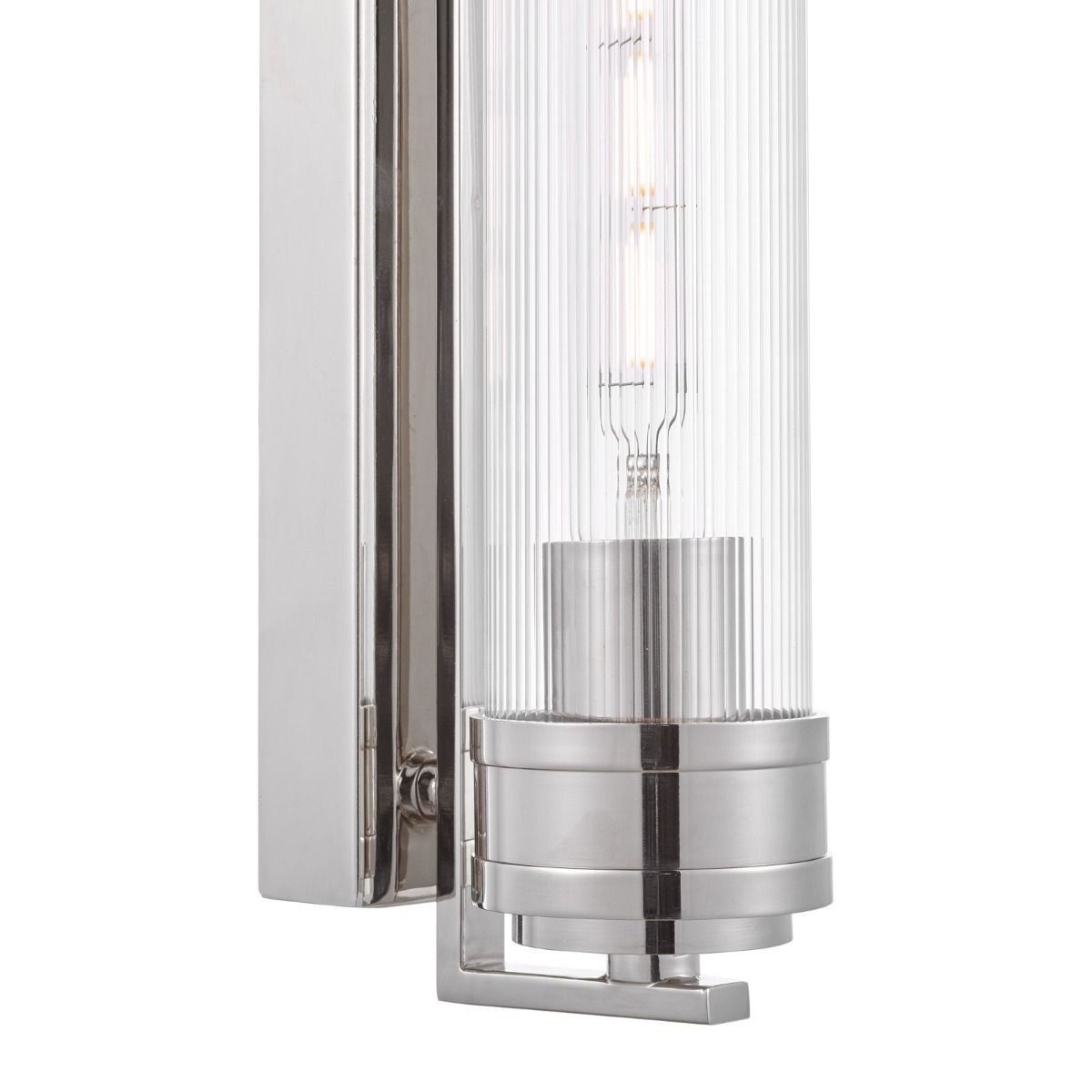 Tommaso Bathroom Wall Light Polished Nickel and Ribbed Glass IP44