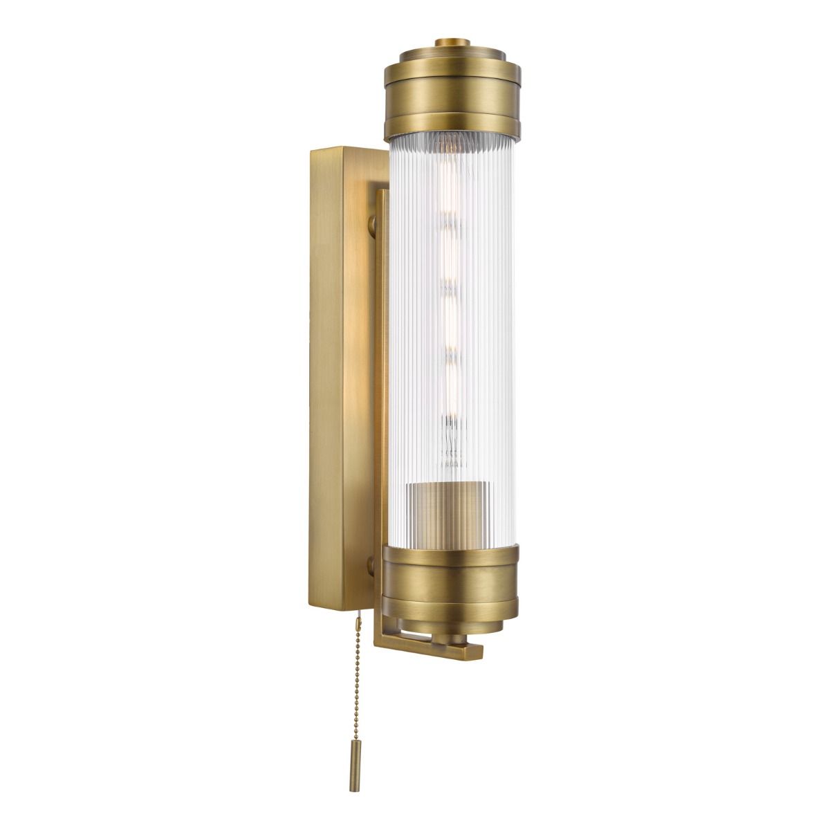 Tommaso Bathroom Wall Light Antique Bronze and Ribbed Glass IP44