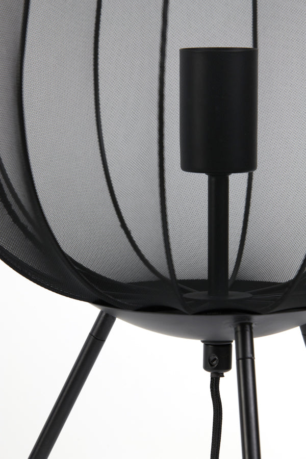 Elegant Black Plumeria Table Lamp: 34x60 cm