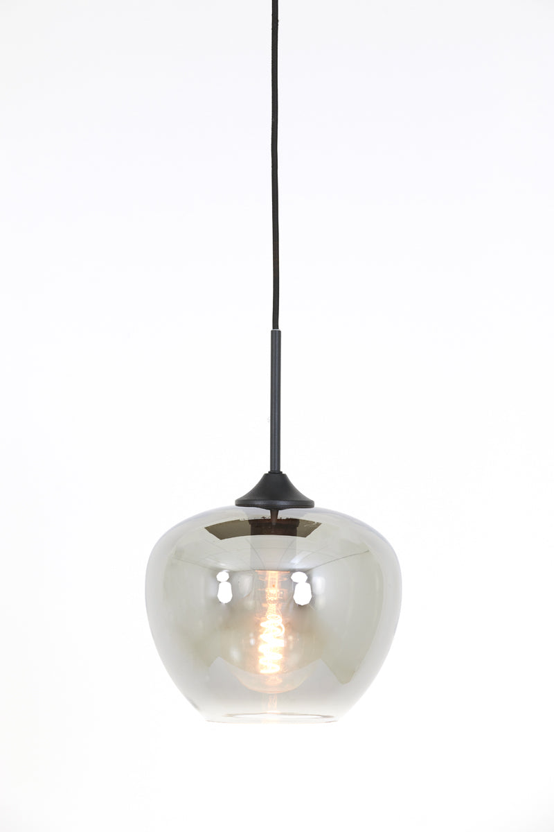 Mayson Pendant Light - Smoked Glass & Matte Black Finish (23x18 cm)