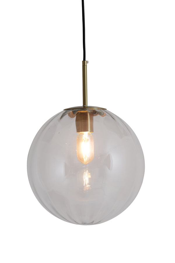 Elegant Ø40 cm Clear Glass Pendant Lamp with Gold Accents