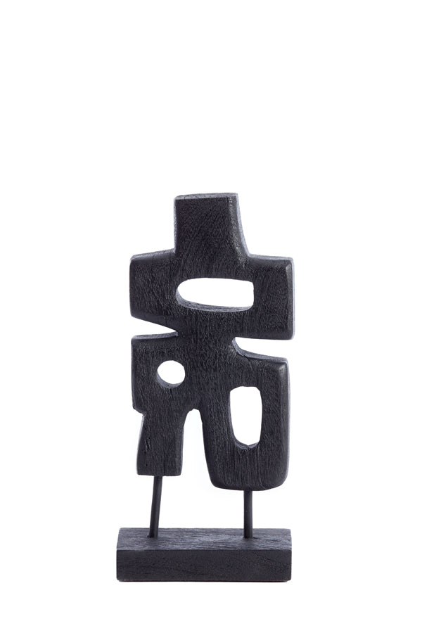 Silia Wooden Ornament on Base - Matte Black, 16x9x33 cm