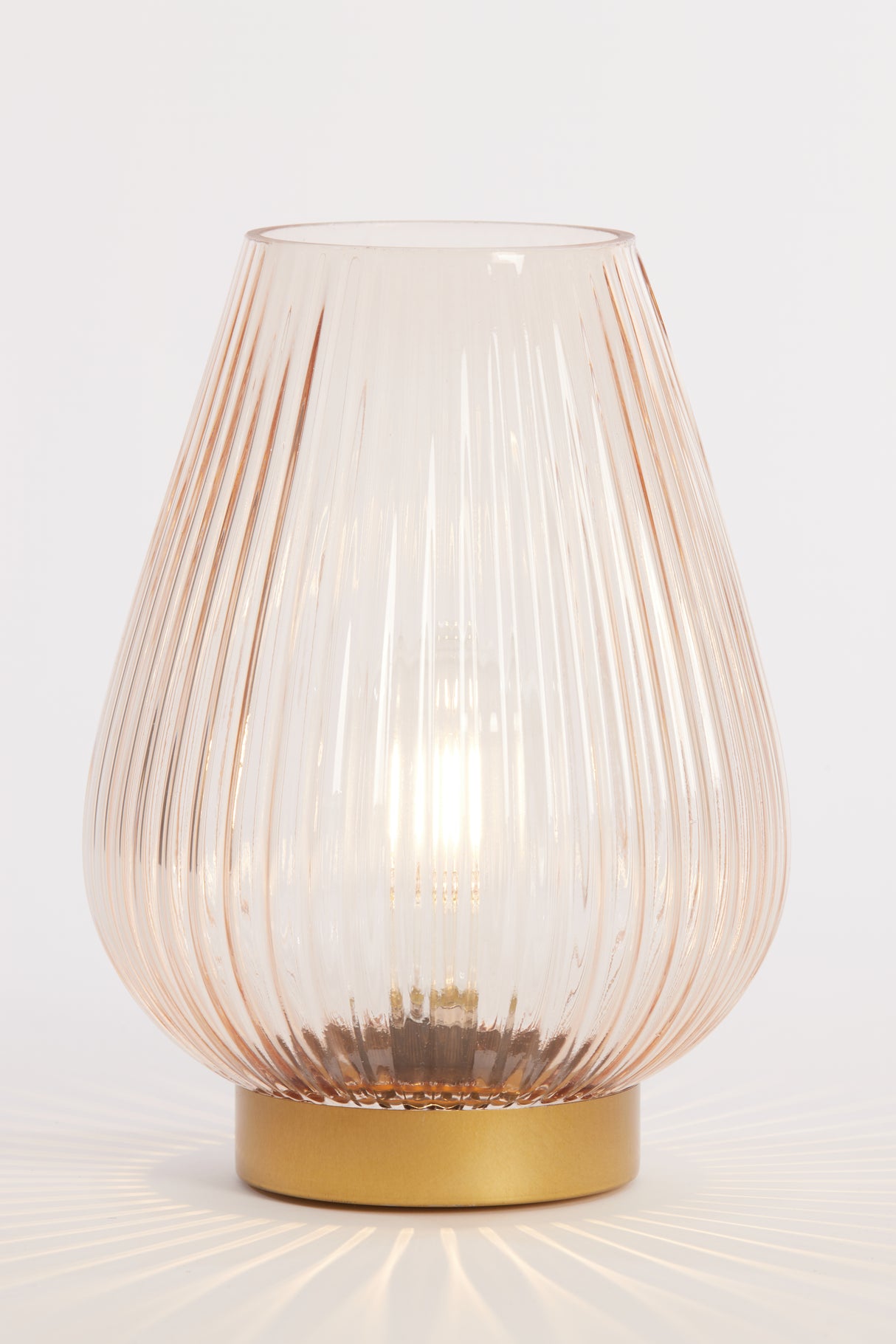 Elegant Peach & Gold LED Glass Table Lamp Ø21x28 cm