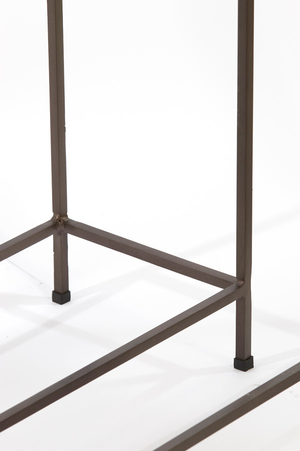 Set of 2 Console Tables in Brown Marble and Wood - Sizes 120x21x72 & 140x25x82 cm