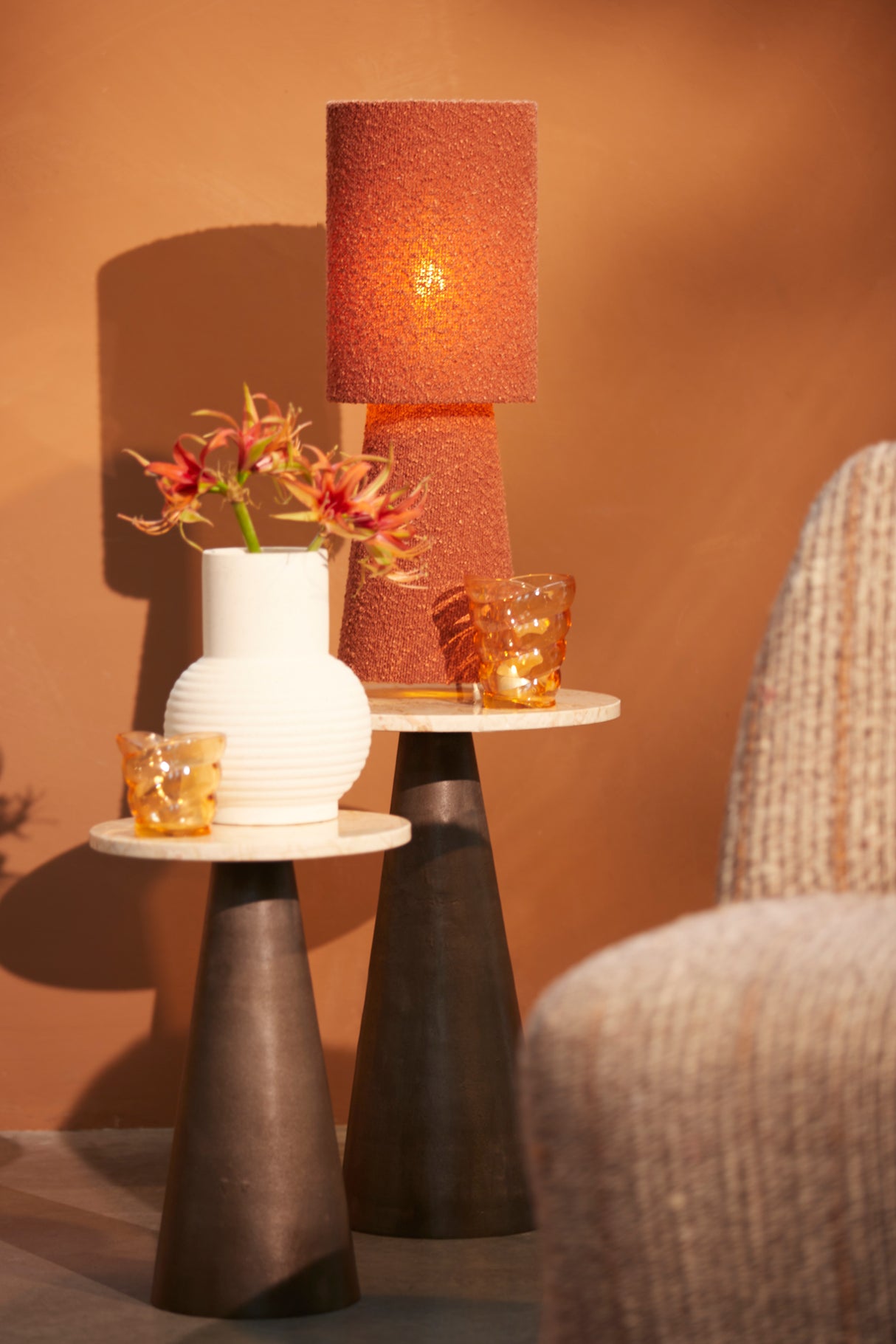 Amber Glass Tealight Holder 10.5x7x12.5 cm