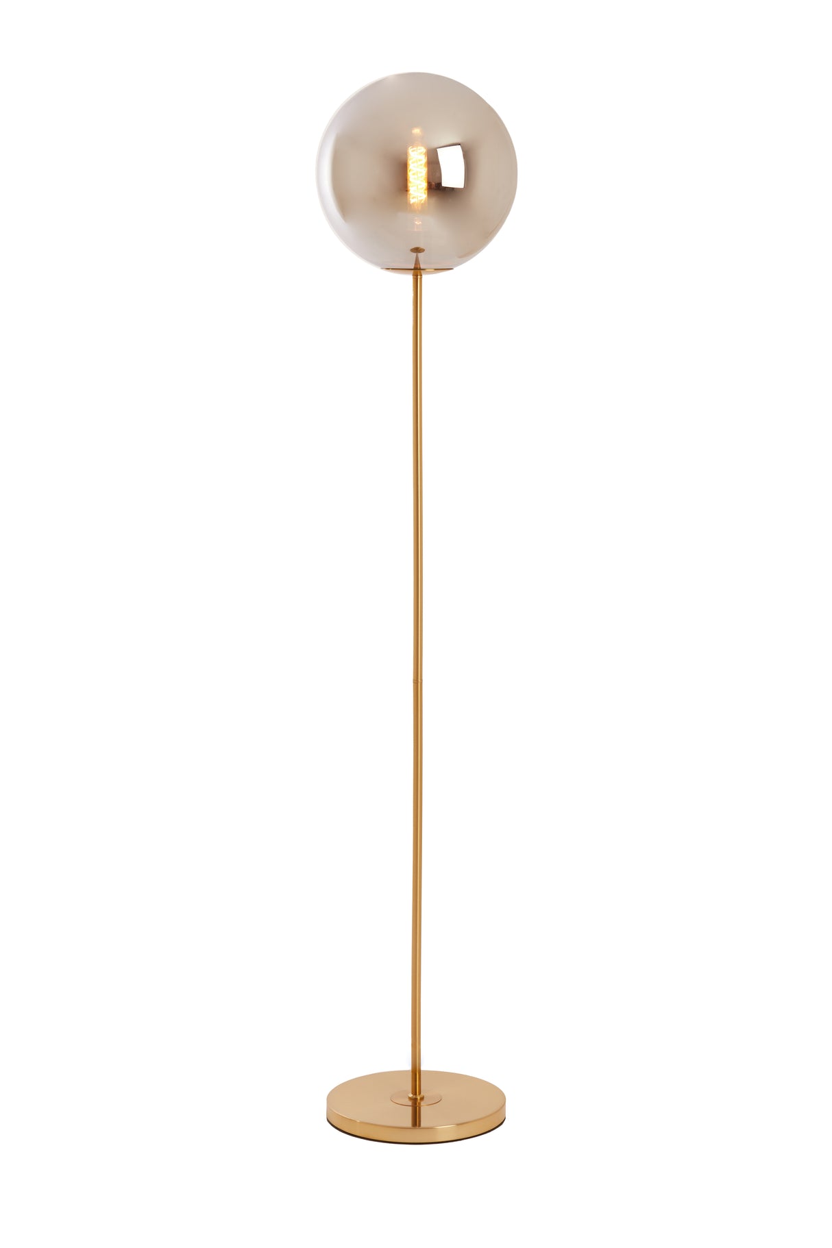 Elegant Medina Glass Floor Lamp - Smoke and Gold Finish, 160 cm