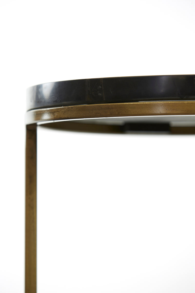 Elegant Black Agate Pillars with Antique Bronze Accents - Set of 2