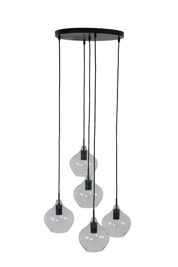 Elegant 5-Light Chandelier Ø61x66 cm Rakel - Matte Black & Clear Glass