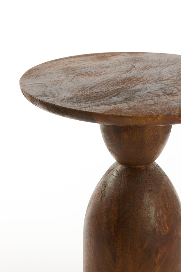 Round 50cm Mango Wood Side Table in Rich Brown Finish