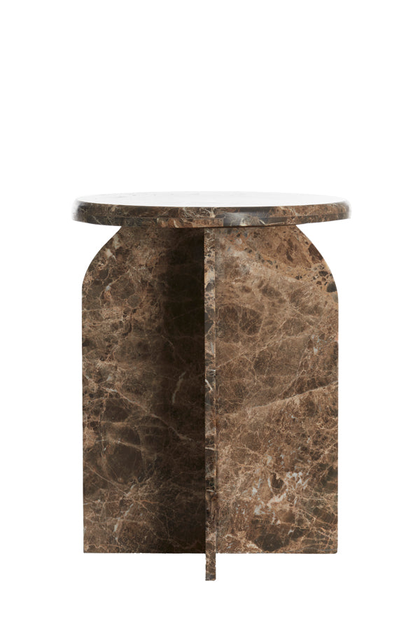 Elegant Marble Side Table in Dark Brown - Ø41x56 cm