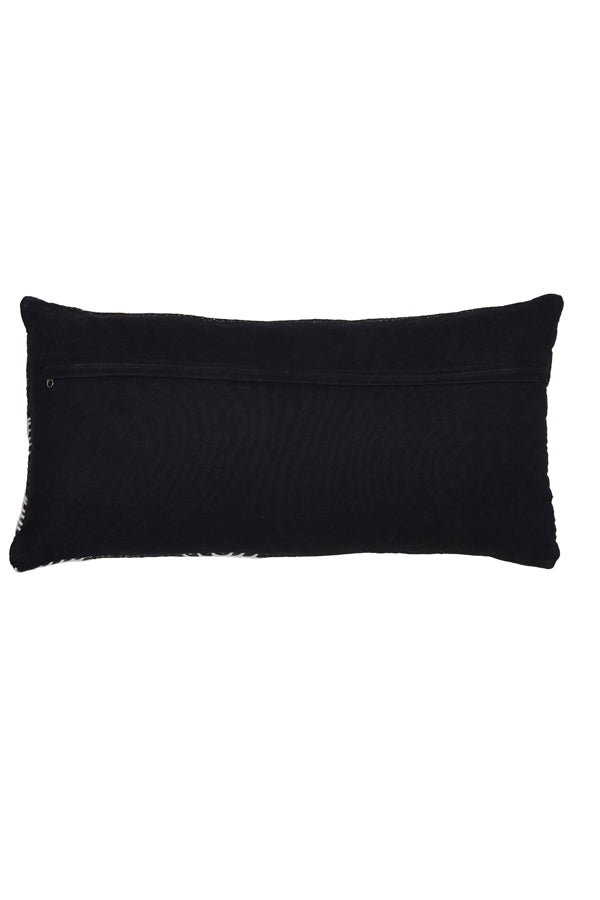 Elegant Duo-Tone Lumbar Cushion: Black & Beige Harmony, 60x30 cm