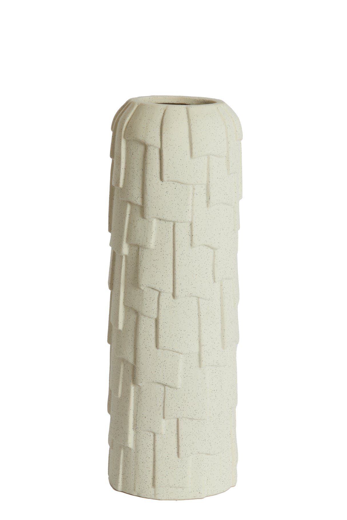 Elegant Matte Cream Ceramic Vase - 14.5x42 cm