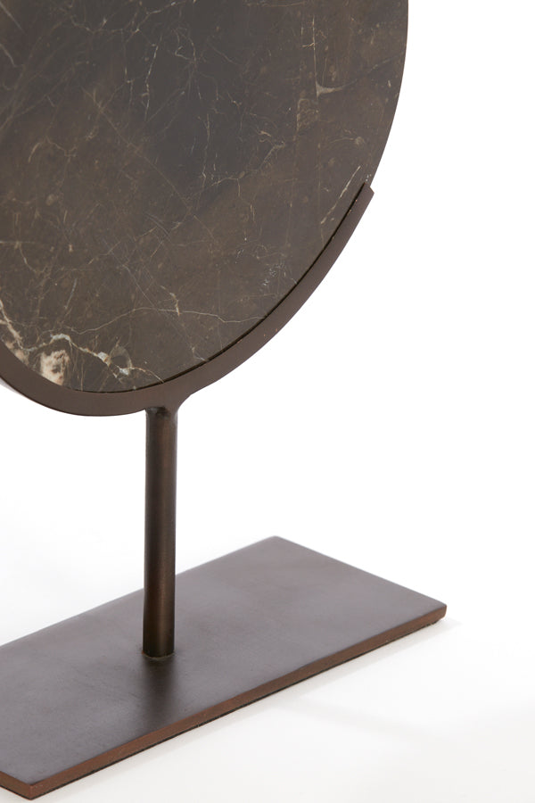 Elegant Dark Brown Marble Sculpture on Stand, 25.5x10x38.5 cm