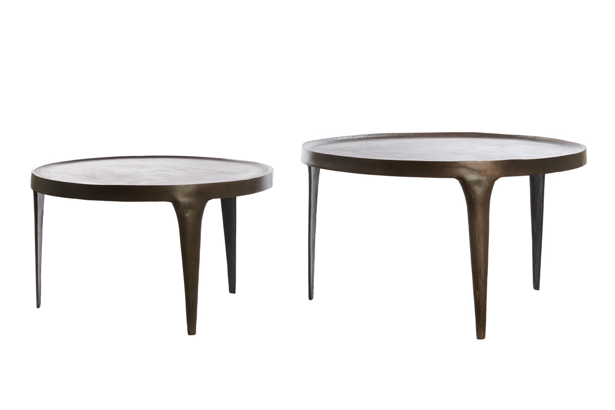 Tobias Nesting Coffee Tables Set in Dark Brown, Sizes Ø64x39 & Ø75x44 cm