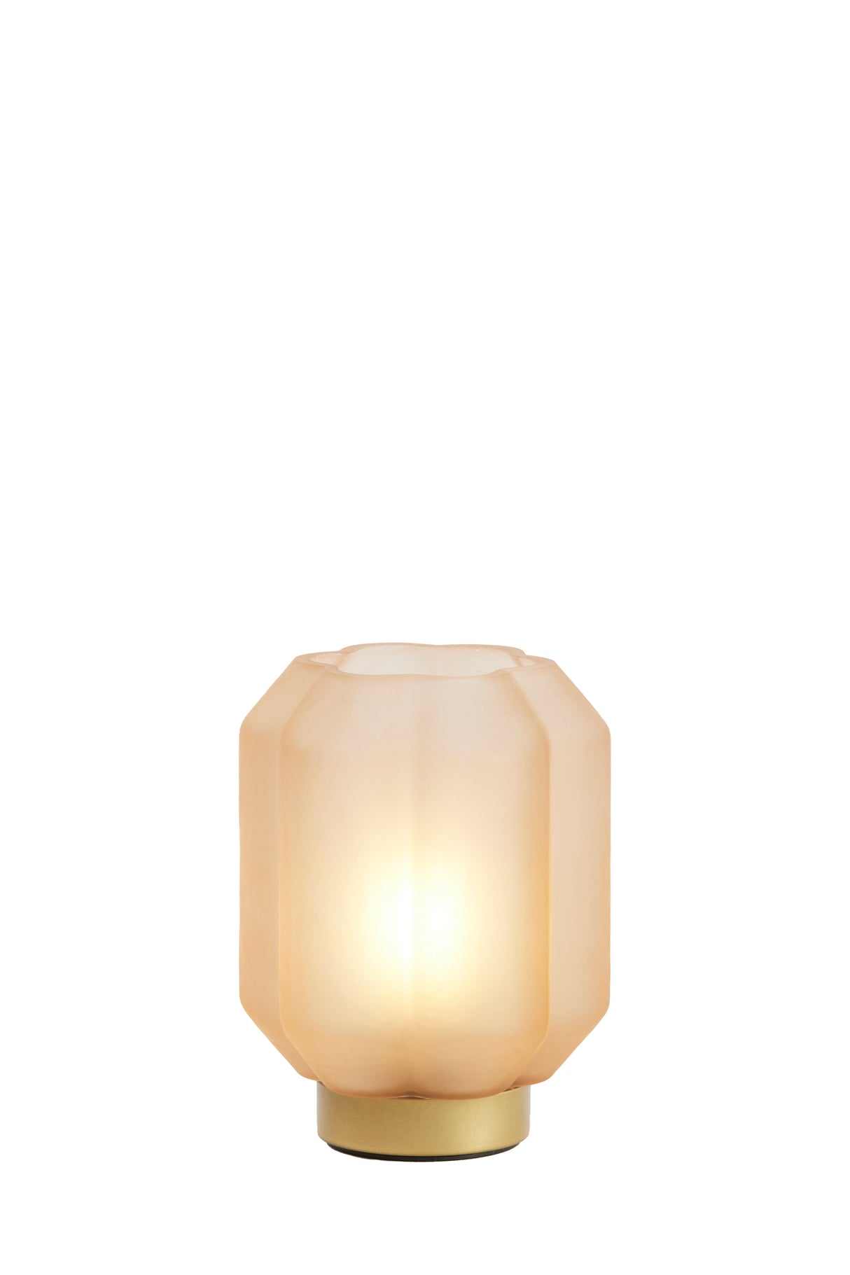 Elegant LED Table Lamp - Frosted Glass in Peach and Gold Finish