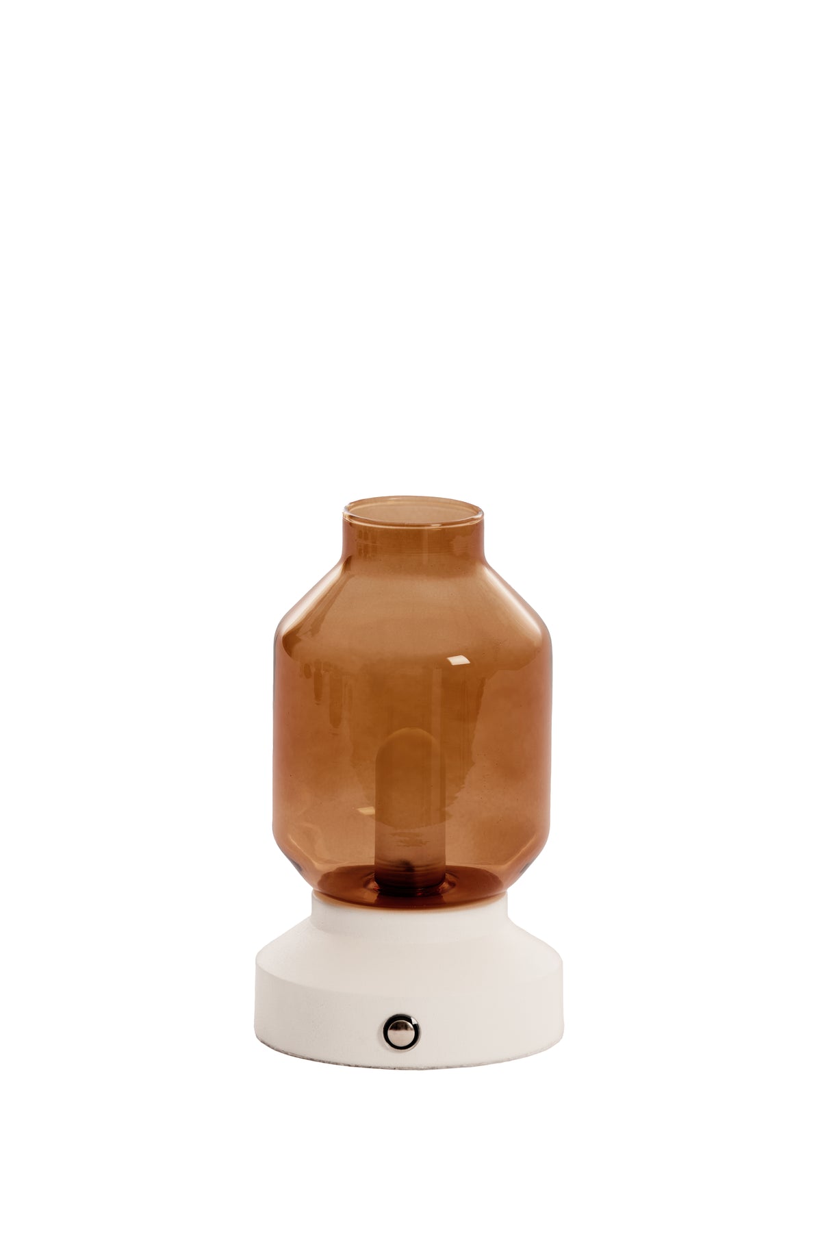 Opal Glass LED Table Lamp Ø11x19 cm - Brown and Cream Elegance