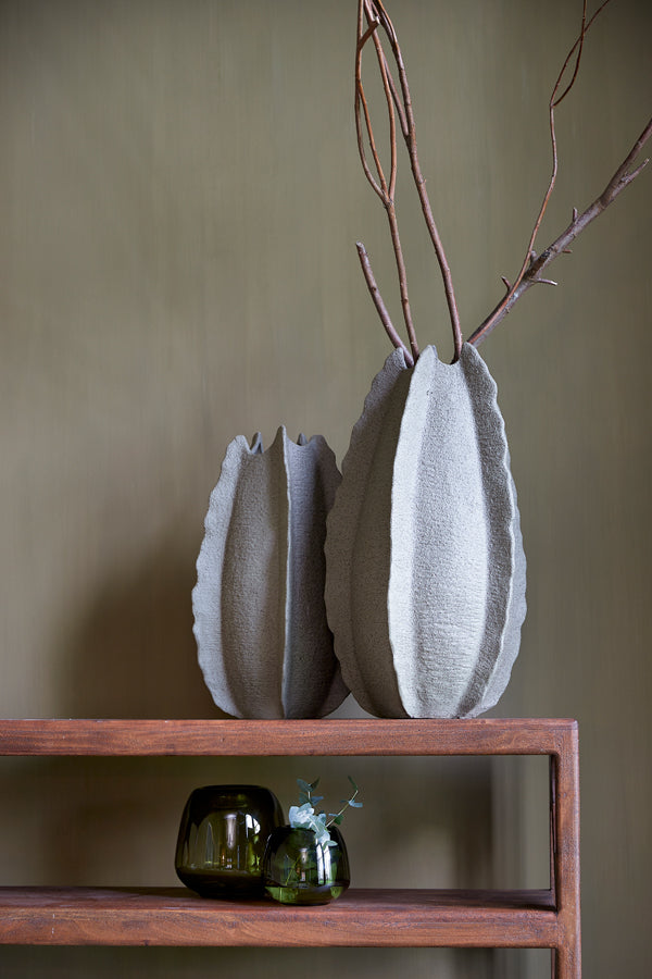 Elegant Grey-Green Ceramics: 37x36x66.5 cm Decorative Vase