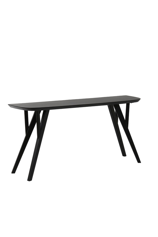 Rustic Acacia Wood Console with Matte Black Finish - 160x44x82 cm