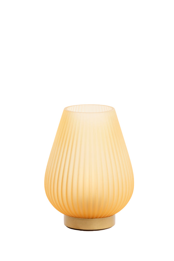 Elegant LED Table Lamp | Matte Peach & Gold Finish | Glass Design Ø14.5x19.5 cm