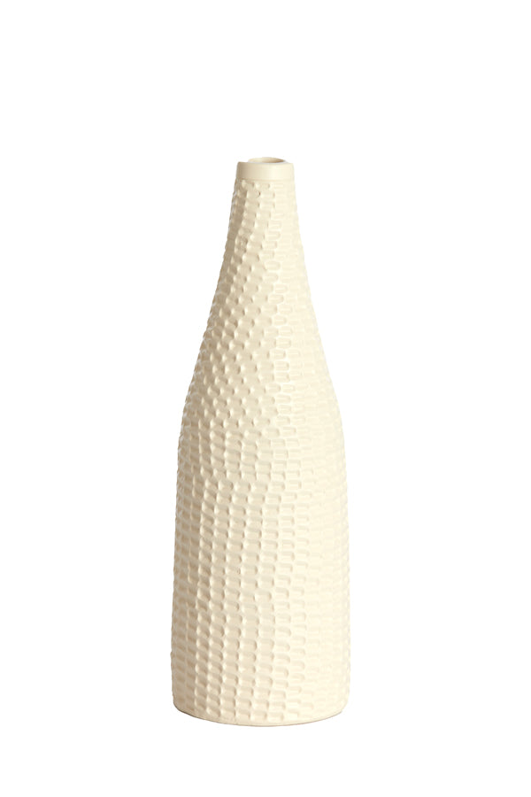 Elegant Cream Yasso Decorative Vase (Ø9.5x30 cm)