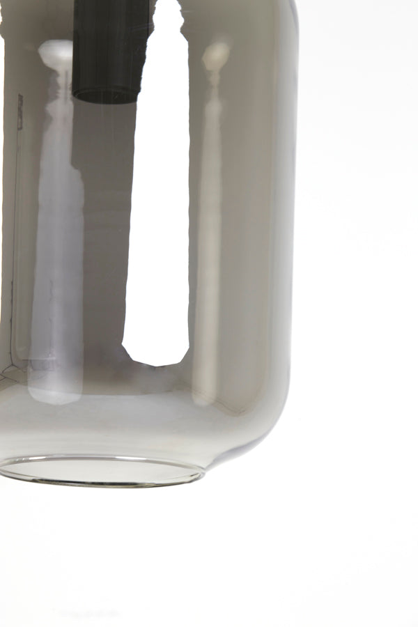 Suspended Elegance: Black & Smoked Glass Pendant Lamp Ø22x52 cm