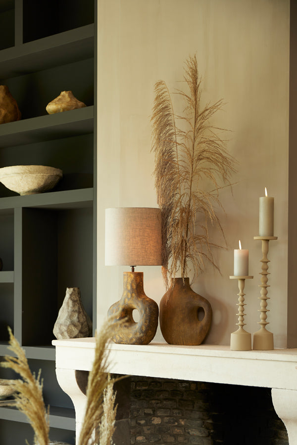 Elegant Matt Beige Pillar Candle Holder - 54.5cm