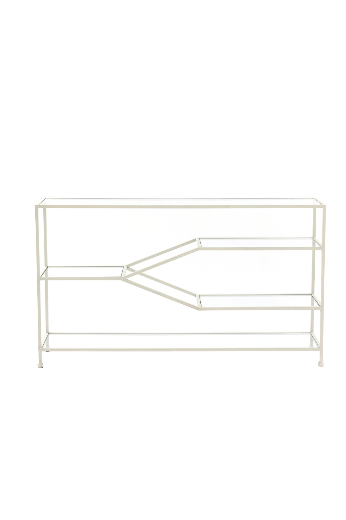 Elegant Aino Glass Console with Cream Finish - 140x35x80 cm