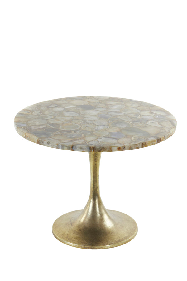 Yellow Agate and Antique Bronze Side Table, 61cm x 41cm