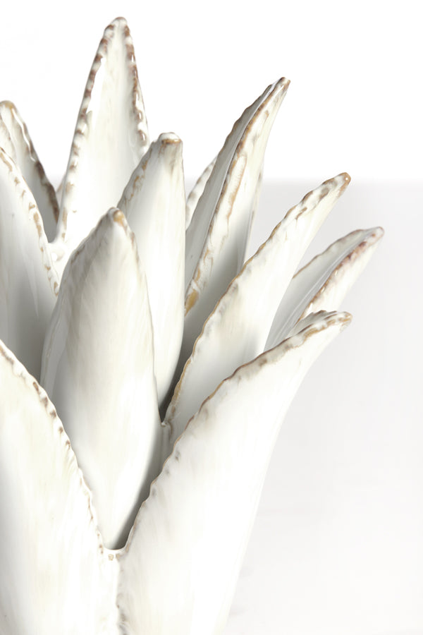 Cactus Ceramic Tealight Holder in Cream - Ø24.5x23 cm