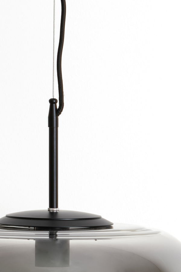 Elegant Hanging Lamp with Smoked Glass and Matte Black Finish, 45x48 cm