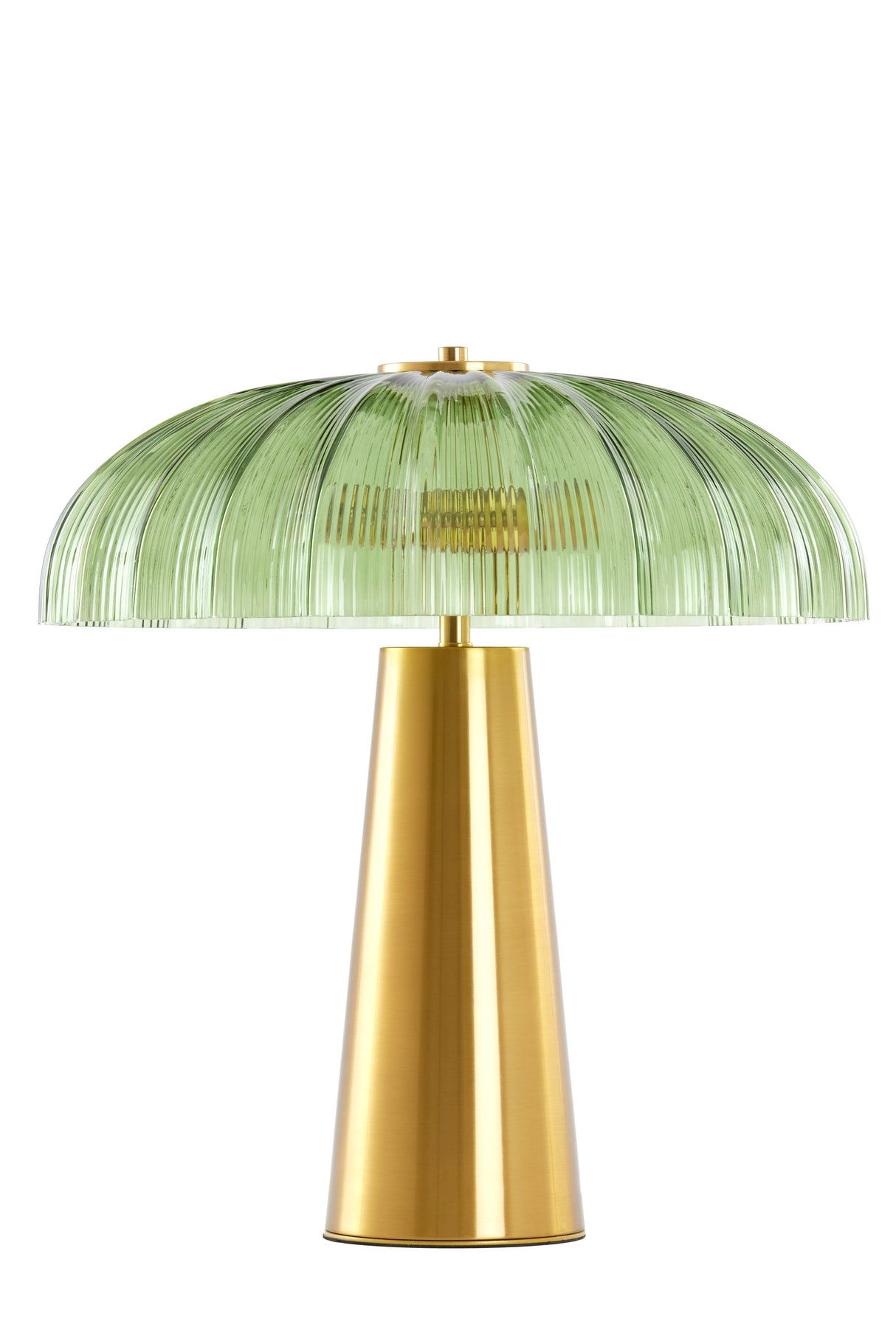 Elegant Green and Gold Double Bulb Glass Table Lamp, 50x51 cm