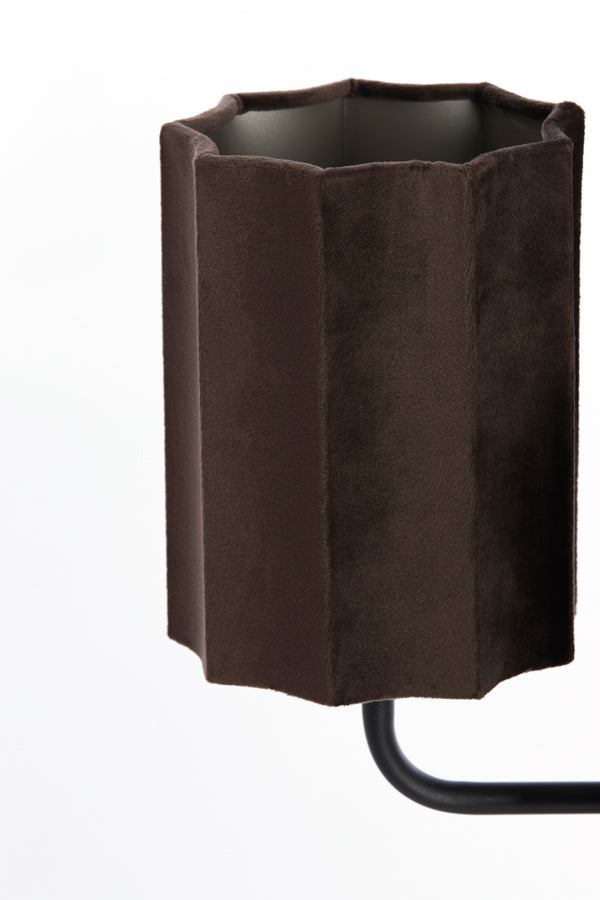 Velvet Harmony Table Lamp, 3 Light, 34x61 cm, Dark Brown with Matte Black Accents