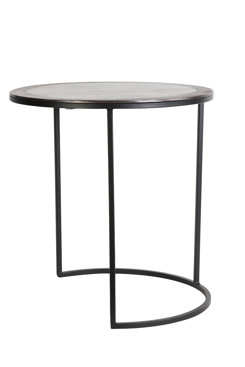 Set of Two Nesting Side Tables Ø40x45 cm and Ø50x52 cm in Ant Copper and Black Finish