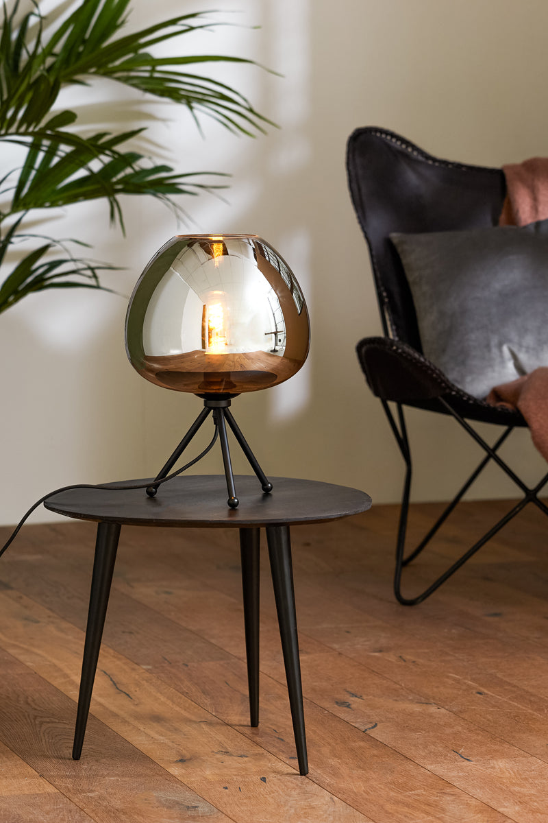 Elegant Smoked Glass & Matte Black Table Lamp (30x43 cm)