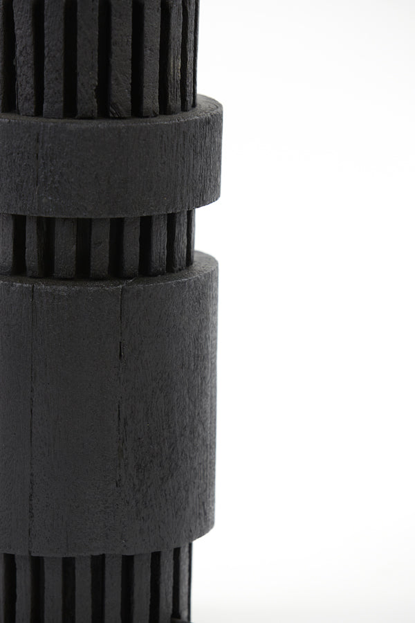 Elegant Sakura Wooden Lamp Base in Matte Black Finish - 15x45 cm