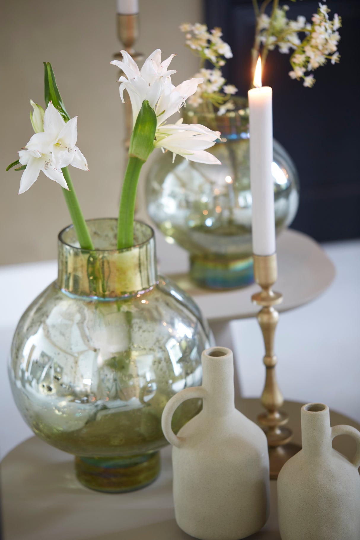 Dusit Green Stone Finish Glass Vase Ø31x38 cm