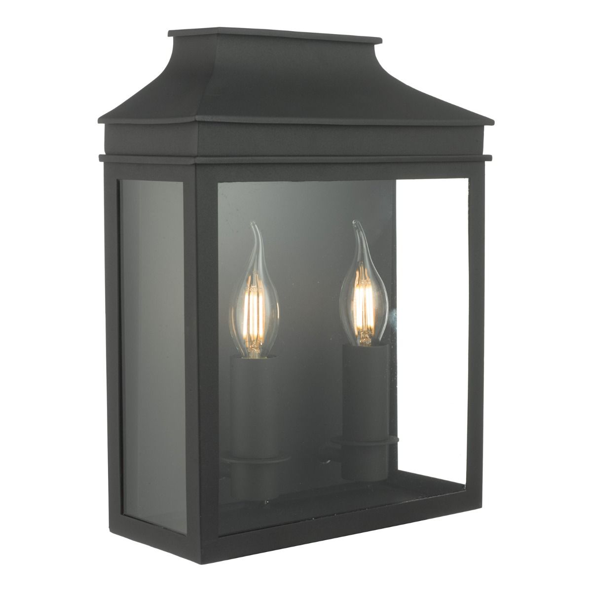 Vapour 2 Light Coach Lantern Outdoor Wall Light Matt Black IP44