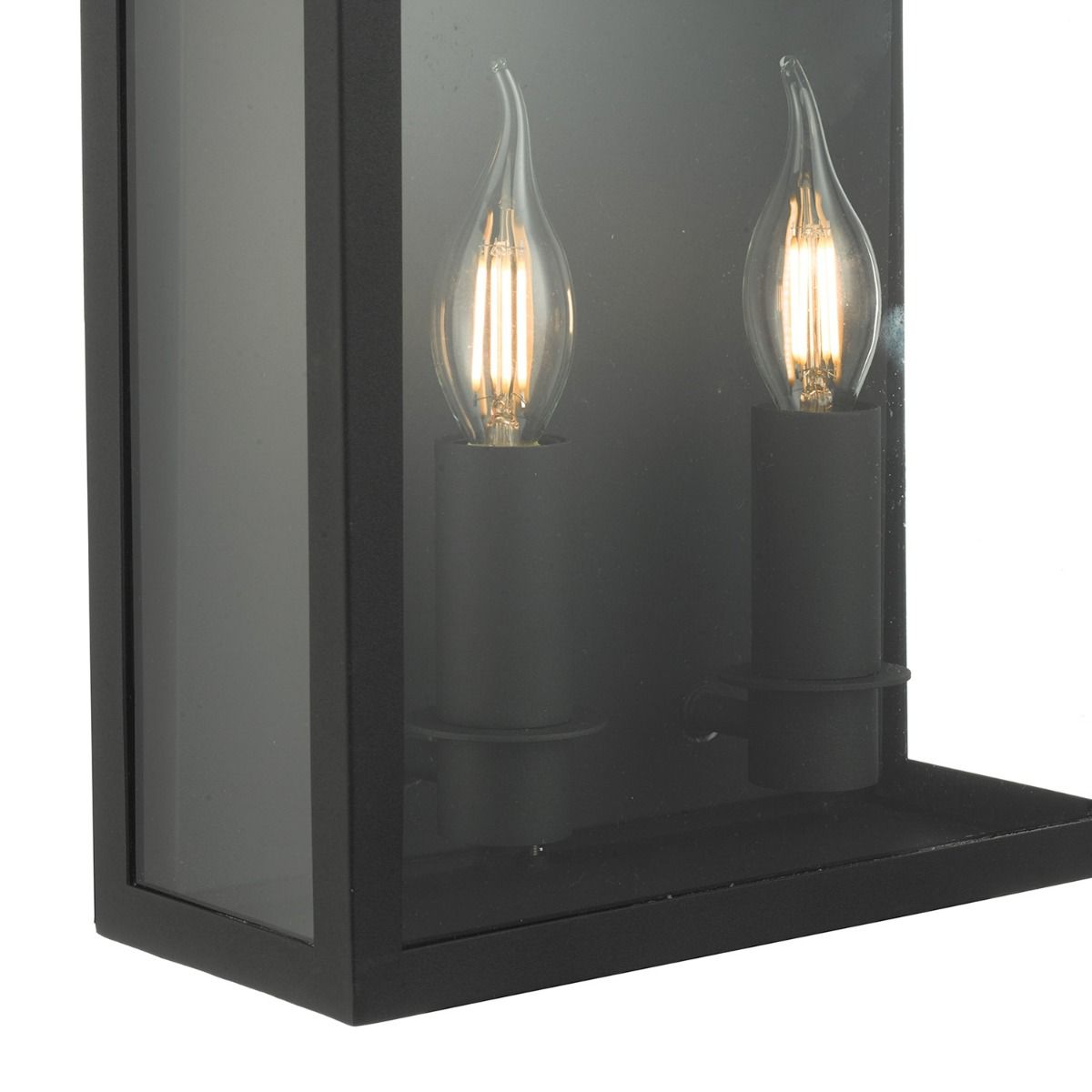 Vapour 2 Light Coach Lantern Outdoor Wall Light Matt Black IP44