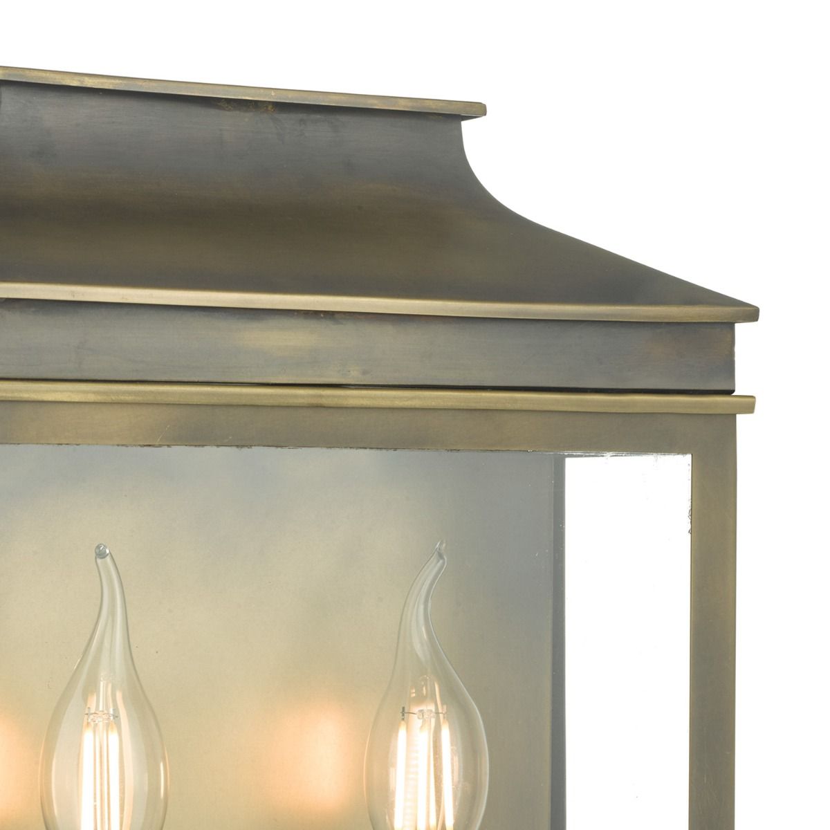 Vapour 2 Light Coach Lantern Outdoor Wall Light Weathered Brass IP44