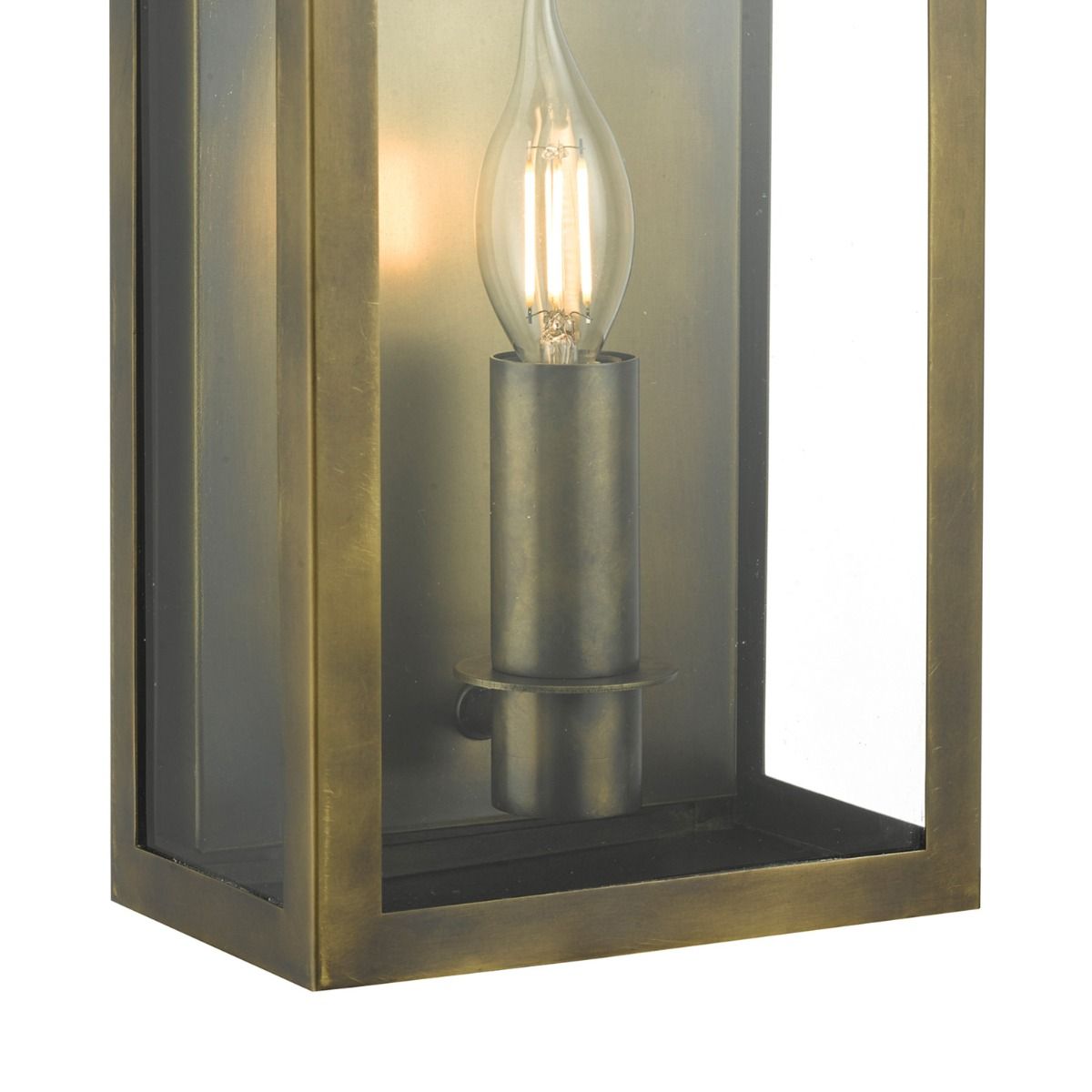 Vapour Coach Lantern Outdoor Wall Light Weathered Brass IP44