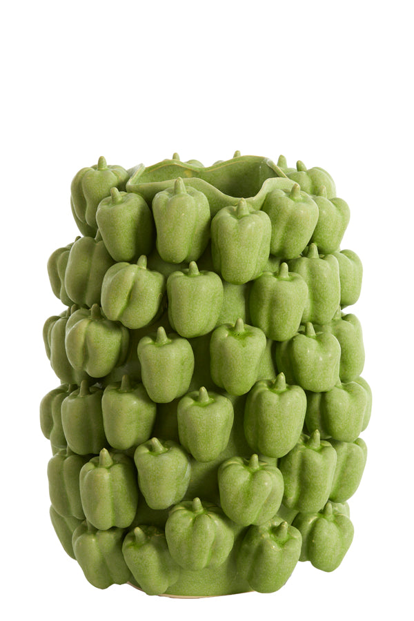Elegant Ceramic Bellpepper Vase in Matte Green - 35x33x47 cm