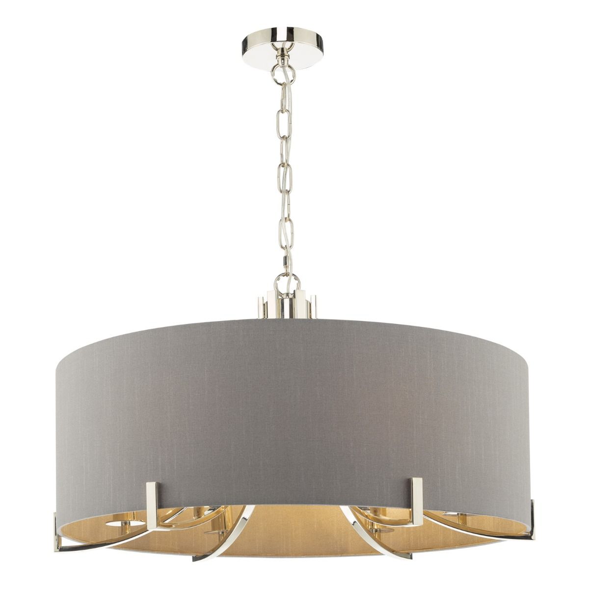 Veyron 6 Light Pendant Polished Nickel With Grey Shade