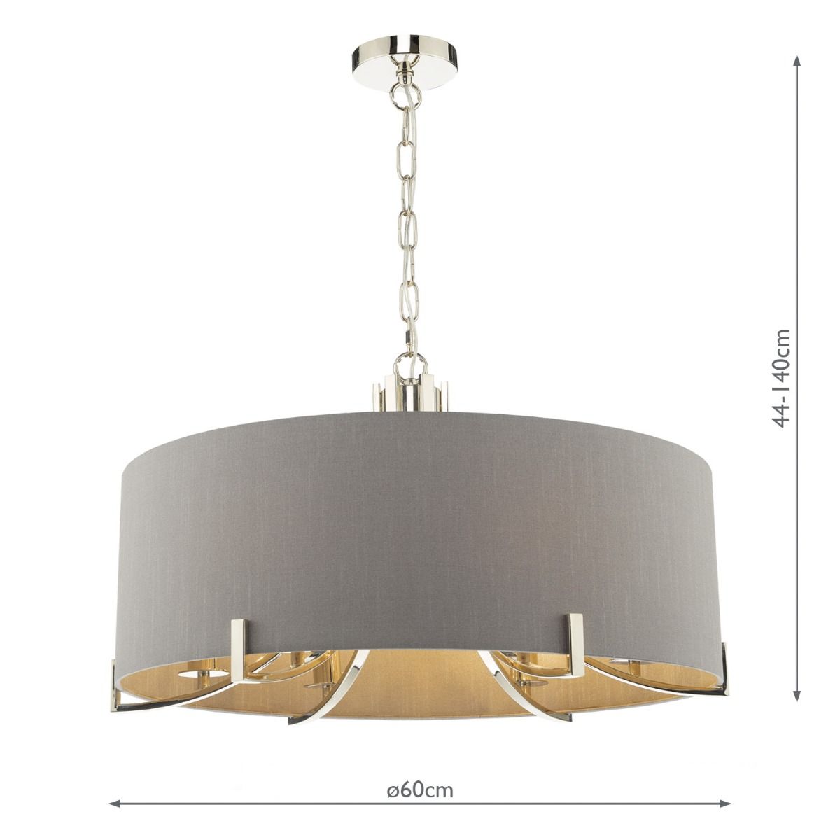 Veyron 6 Light Pendant Polished Nickel With Grey Shade