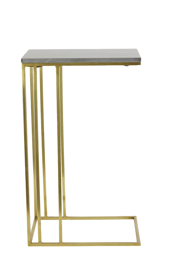 Elegant Side Table with Roshan Brown Marble and Antique Bronze Finish, 41x31x66 cm