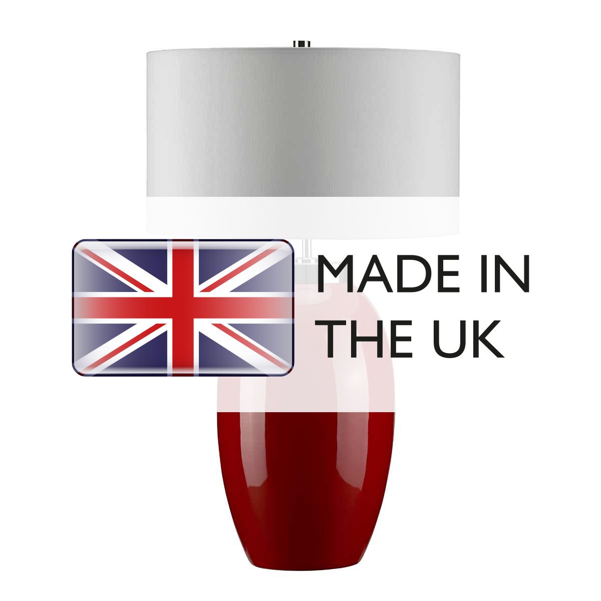 Victor Red Porcelain Table Lamp with Cream Cylinder Shade