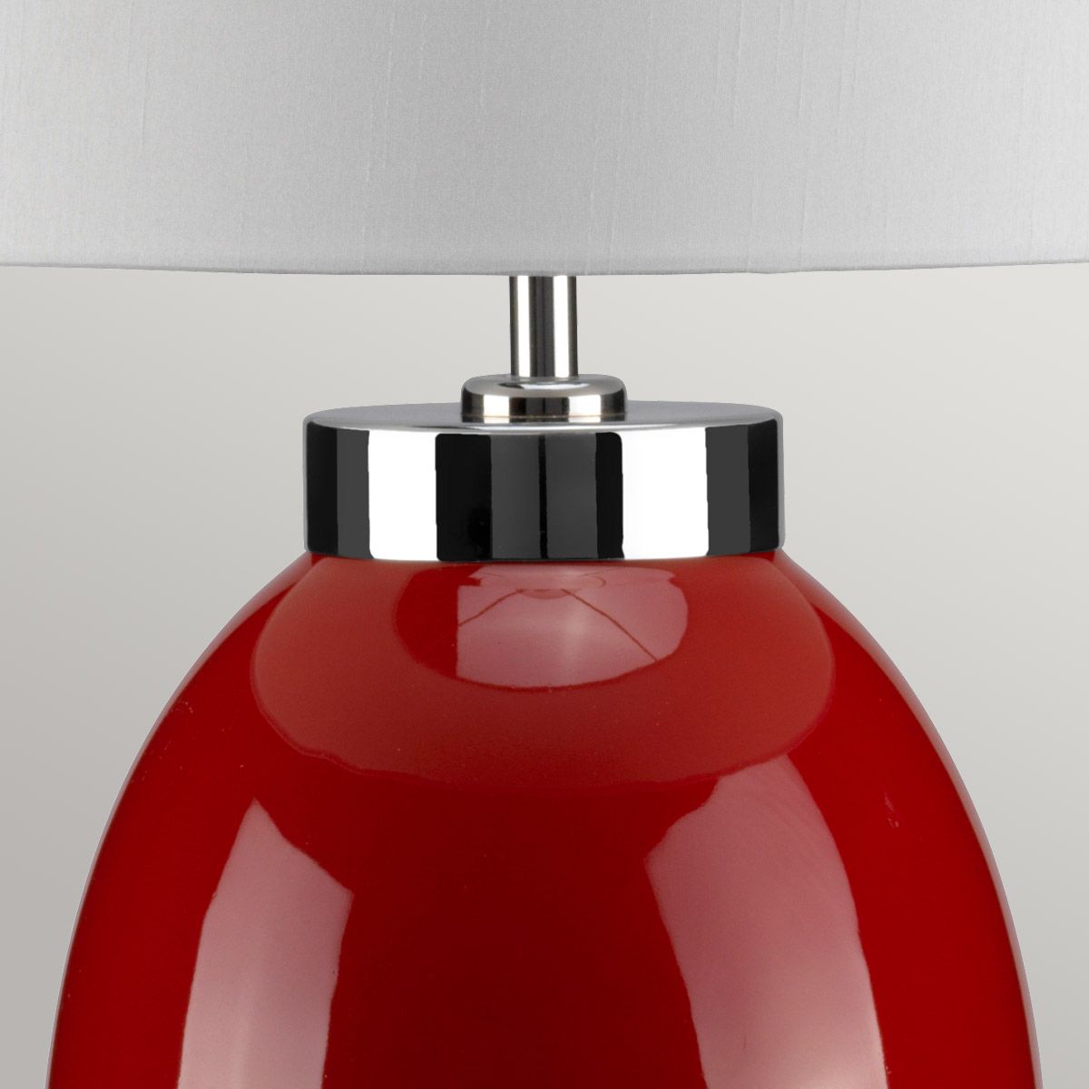 Chic Red Accent Victor Porcelain Table Lamp with Cream Shade